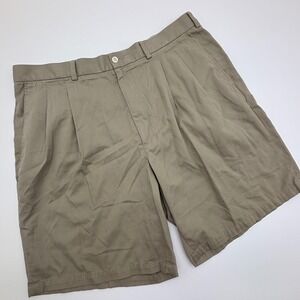 PING Men's Khaki Pleated Golf Shorts Size 40 Cotton Polyester‎ Blend Casual